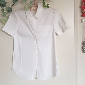 Theory white short sleeved blouse